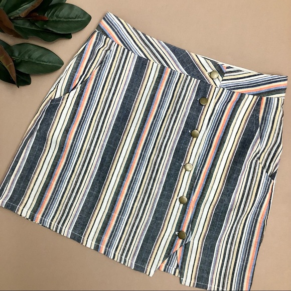 Altar’d State Striped Button A Line Skirt - Picture 3 of 13